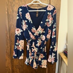Lily Rose Navy and Pink Floral Romper